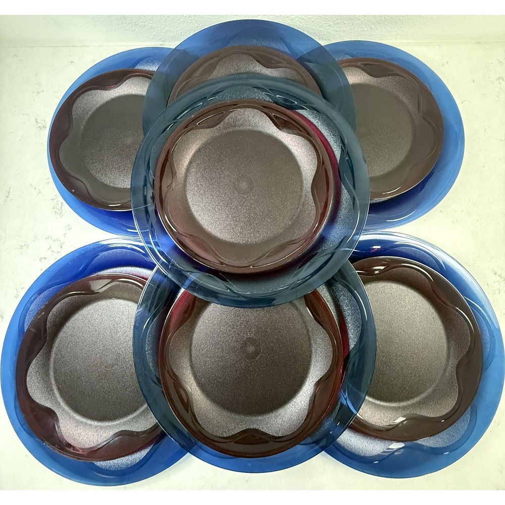 Tupperware Open House Plates Lot of 14 – 7 Blue 11"(4718A-2) & 7 Red 8"(4717A-2)